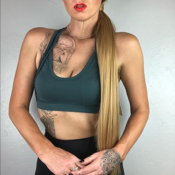 FREE PEOPLE Green NWT Sports Bra w/Mesh Detail XS - Picture 3 of 12
